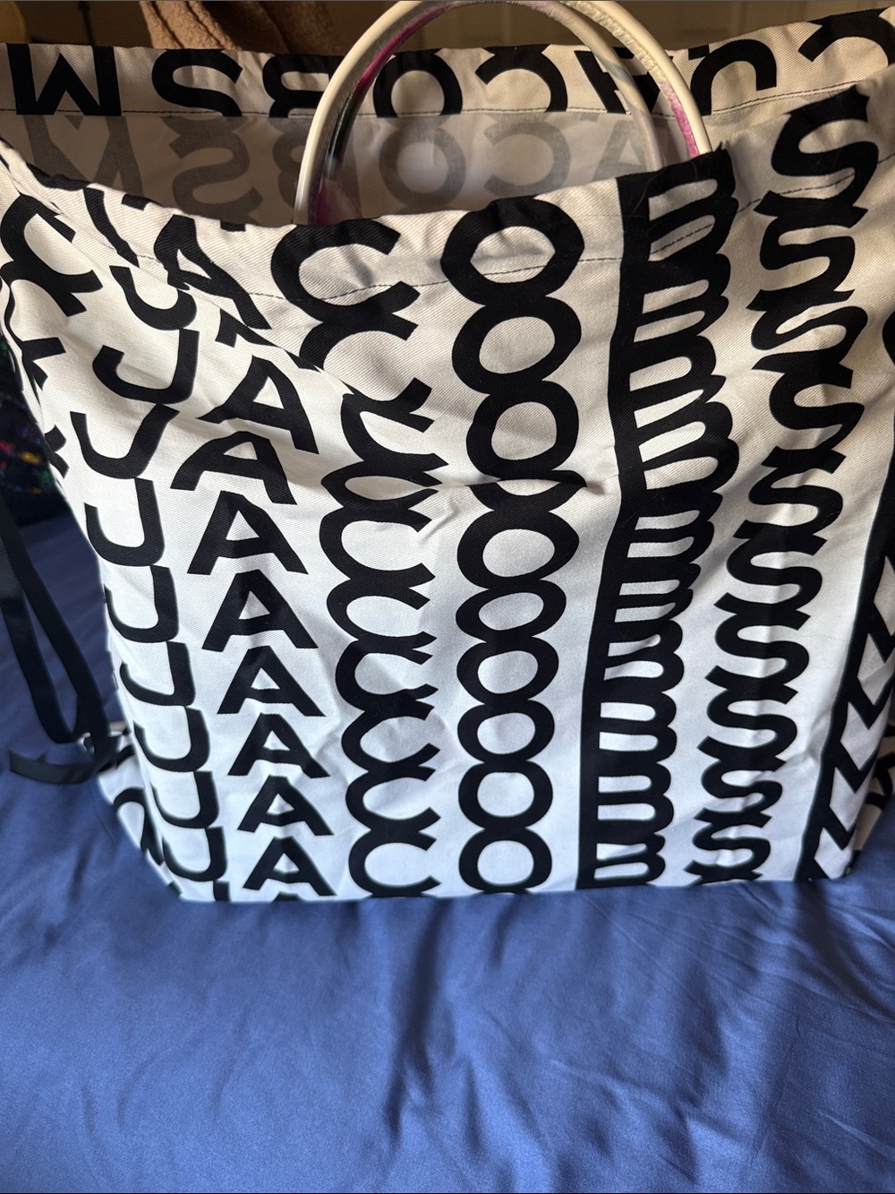 Marc Jacobs White Tote Bag with Pink Floral Print - Picture 8 of 11